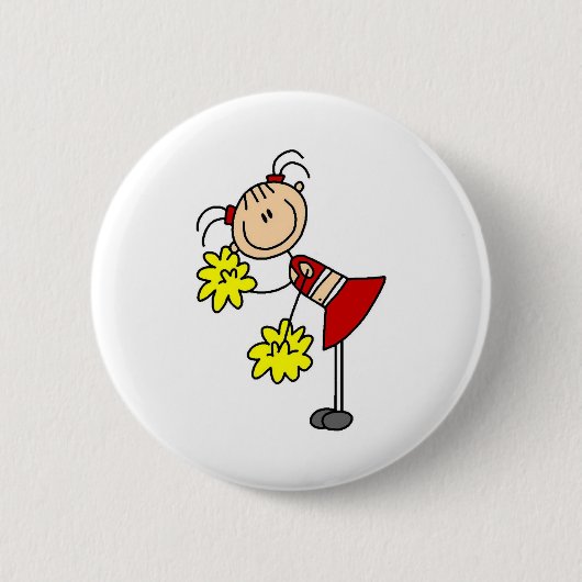 Cheerlead Girl Stick Figuur Button (Voorkant)