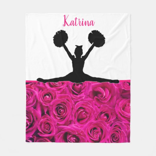 Cheerlead roze Roses Fleece Deken (Voorkant)