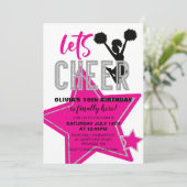 Cheerlead roze Silver Black Cheer Birthday Kaart (Staand voorkant)