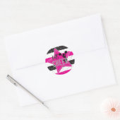 Cheerlead roze Silver Black Cheer Birthday Ronde Sticker (Envelop)