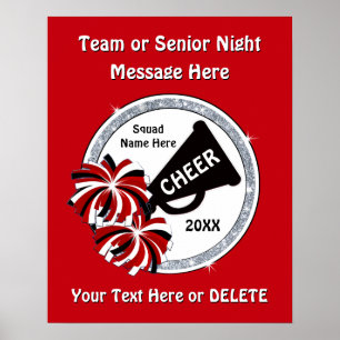 Cheerlead Senior Night Poster Ideeën, rood, wit