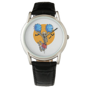 Cheerlead Skeleton Halloween Cheer Mam Girls Wo Horloge