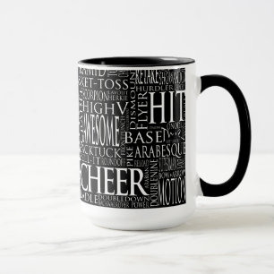 Cheerlead Word Cloud Mok in zwart-wit