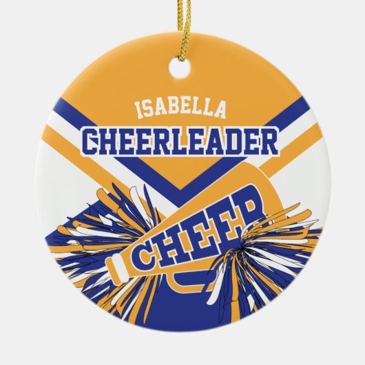 Cheerleader 2 📣 💖 - Donkerblauw, goud, wit Keramisch Ornament (Voorkant)