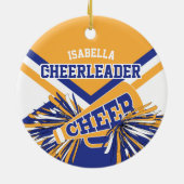Cheerleader 2 📣 💖 - Donkerblauw, goud, wit Keramisch Ornament (Achterkant)