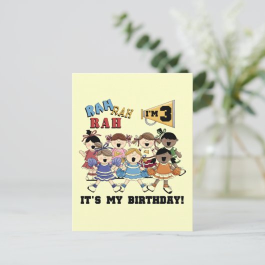 Cheerleader 3e verjaardag T-shirts en geschenken Briefkaart (Staand voorkant)