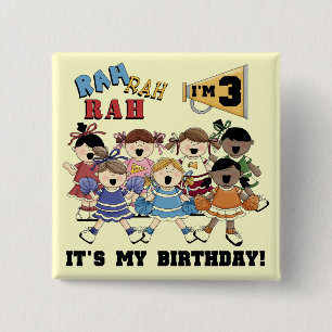 Cheerleader 3e verjaardag T-shirts en geschenken Vierkante Button 5,1 Cm