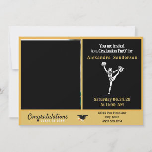 Cheerleader afstuderen Black en Gold Kaart