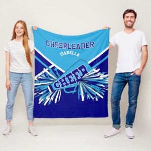 Cheerleader Baby Blue, Blauw & Wit Fleece Deken