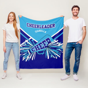 📣 Cheerleader Baby Blue, Blue & White Fleece Deken