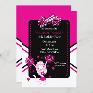 Cheerleader Birthday Party in Hot Pink Kaart