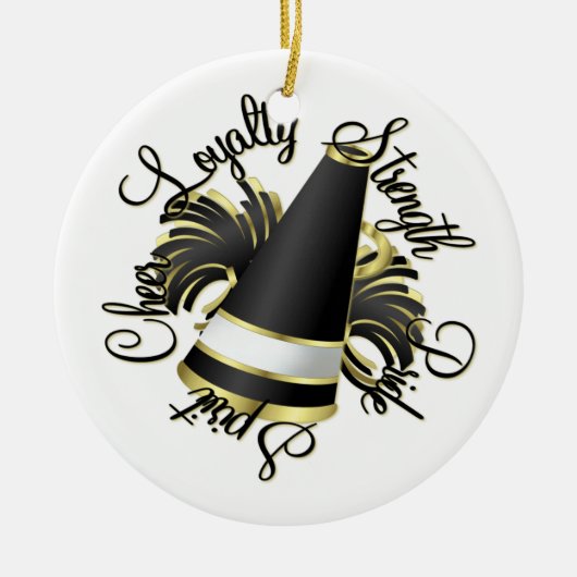 Cheerleader Black en Gold Qualities Keramisch Ornament (Voorkant)