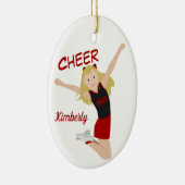 Cheerleader Blonde Black & Red Keramisch Ornament (Rechts)