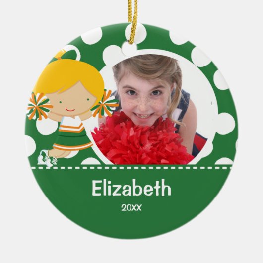 Cheerleader Cheer Foto Kerst Ornament (Voorkant)