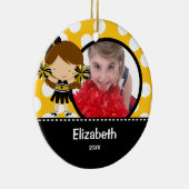 Cheerleader Cheer Fotokerstversiering Keramisch Ornament (Rechts)