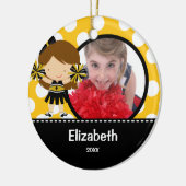 Cheerleader Cheer Fotokerstversiering Keramisch Ornament (Links)