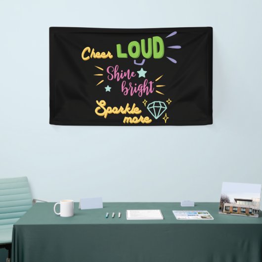 Cheerleader Cheer Loud Shine Bright Sparkle more  Spandoek (Beurs)
