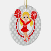 Cheerleader - Cute Red Blonde Cheer Keramisch Ornament (Rechts)