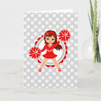 Cheerleader - Cute Red Brunette Cheer Kaart