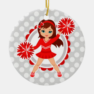 Cheerleader - Cute Red Brunette Cheer Keramisch Ornament