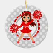 Cheerleader - Cute Red Brunette Cheer Keramisch Ornament (Achterkant)