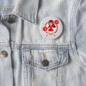 Cheerleader - Cute Red Brunette Cheer Ronde Button 5,7 Cm (In situ)