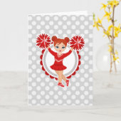 Cheerleader - Cute Red Redhead Cheer Kaart (Gele Bloem)