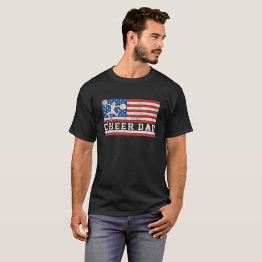 Cheerleader Dad Funny Cheer Dad American Flag F T-shirt (Voorkant volledig)