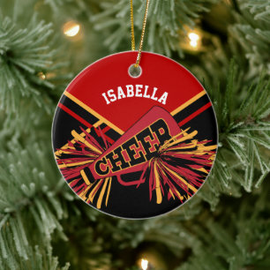 Cheerleader 📣 💖 - Dark Red, Black en Gold Keramisch Ornament