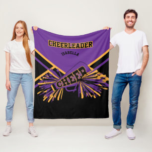 Cheerleader Design in Paars, goud en zwart Fleece Deken