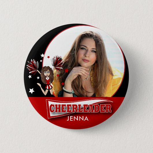 Cheerleader - DIY-foto - rood Ronde Button 5,7 Cm (Voorkant)