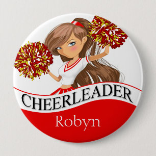 Cheerleader DIY kiest uw schoolkleuren rood Ronde Button 4,0 Cm