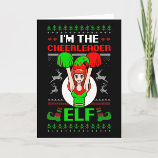 Cheerleader Elf Design Christmas Cheerleading  Kaart