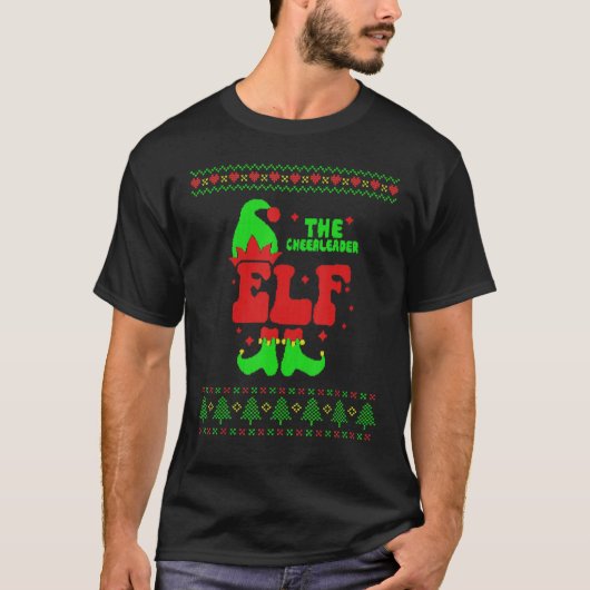 Cheerleader Elf Family Matching Ugly Sweater Chris T-shirt (Voorkant)