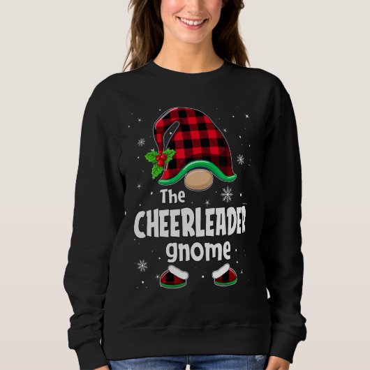 Cheerleader Gnome Buffalo Plaid Christmas Matching Trui (Voorkant)