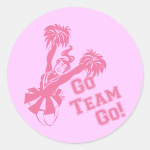 Cheerleader Go Team Ronde Sticker