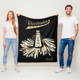 Cheerleader 📣 💖 - Gold Glitter en Black Fleece Deken