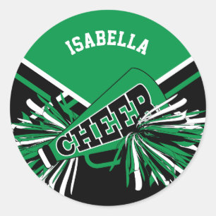 📣 Cheerleader - Green, White en Black Ronde Sticker