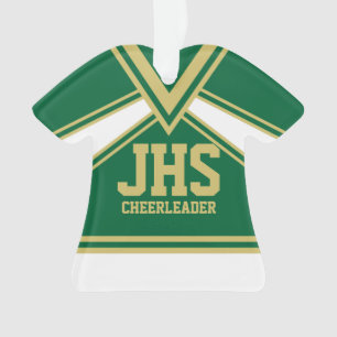 Cheerleader Groen en Goud met Varsity Letters Ornament