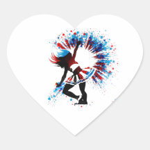 Cheerleader Heart Sticker met patriottisch ontwerp
