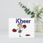 Cheerleader I Cheer Stick Figuur Briefkaart (Staand voorkant)
