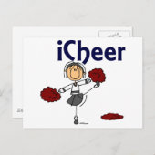 Cheerleader I Cheer Stick Figuur Briefkaart (Voorkant / Achterkant)