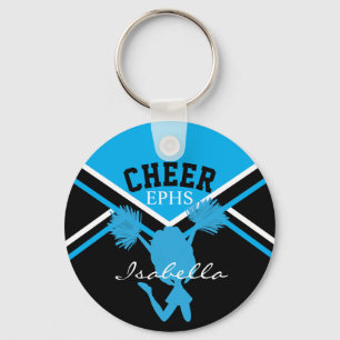 Cheerleader in Baby Blue en Black Sleutelhanger