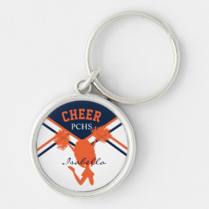 Cheerleader in blauw, oranje en wit sleutelhanger