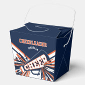 Cheerleader in blauw, Sinaasappel en wit Bedankdoosjes (Voorkant)