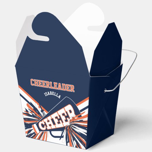 Cheerleader in blauw, Sinaasappel en wit Bedankdoosjes (Open)