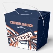 Cheerleader in blauw, Sinaasappel en wit Bedankdoosjes (Achterkant)