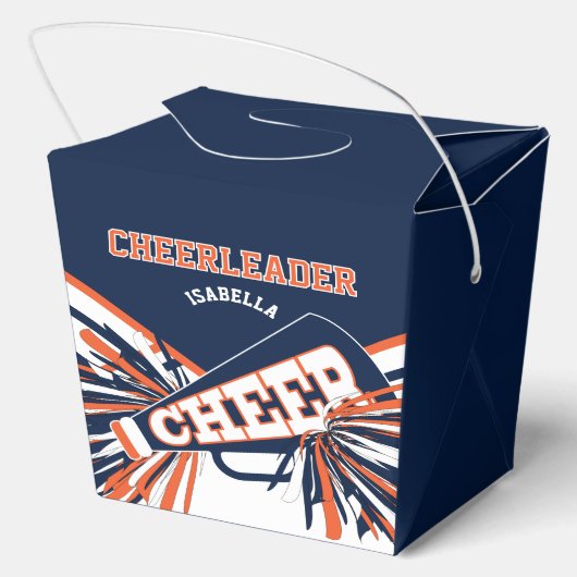 Cheerleader in blauw, Sinaasappel en wit Bedankdoosjes (Achterkant)