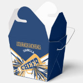 Cheerleader in blauw, wit en goud bedankdoosjes (Open)