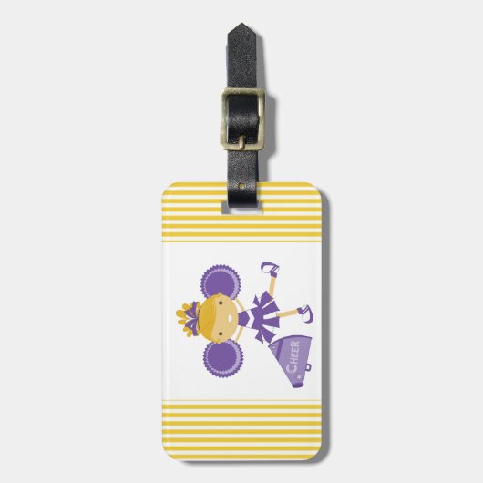 Cheerleader in het Paars Bagagelabel (Voorkant verticaal)